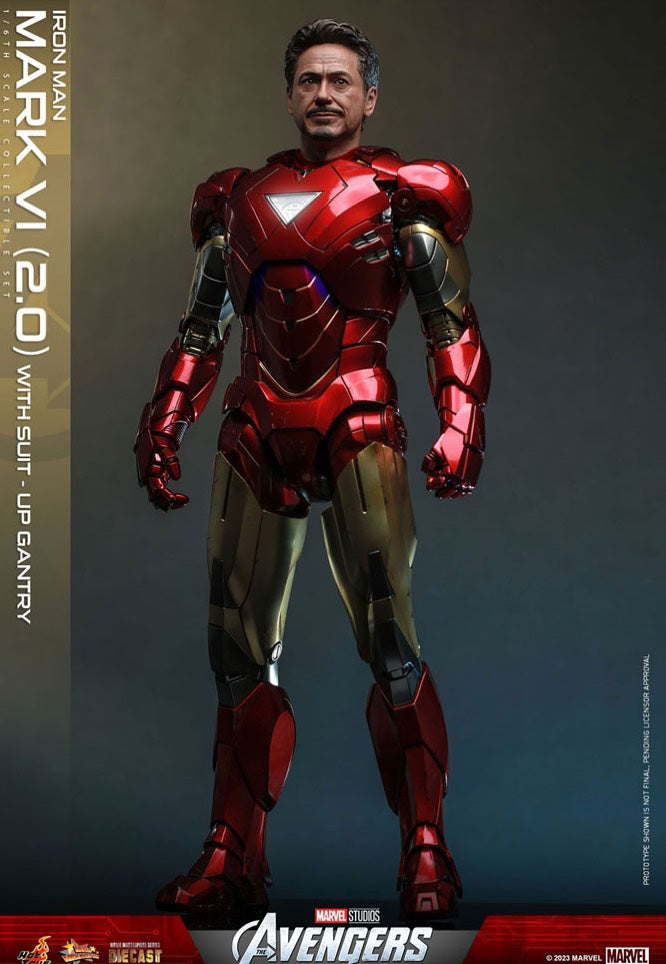 The Avengers - Iron Man Mark VI (2.0) with Suit Up Gantry Movie Masterpiece Diecast 1:6 - Action Figure | Neutral-Image